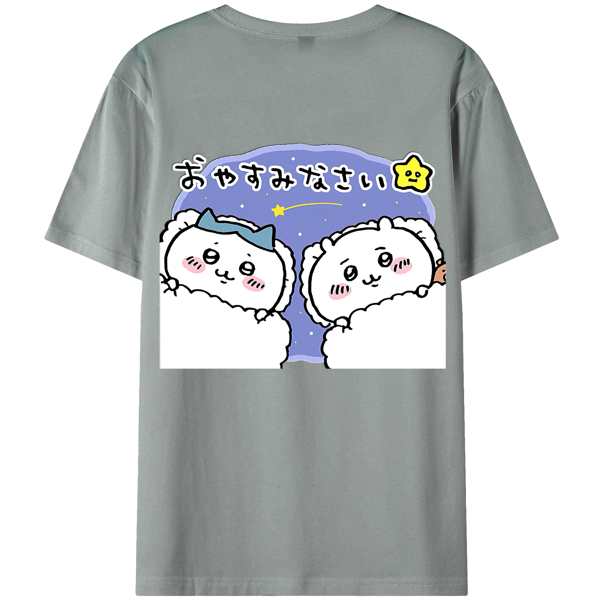 （画像用） ちいかわ ハチワレ Chii-kawa hachiware 綿100％ メンズ半袖Tシャツ（バックプリント） 通気性